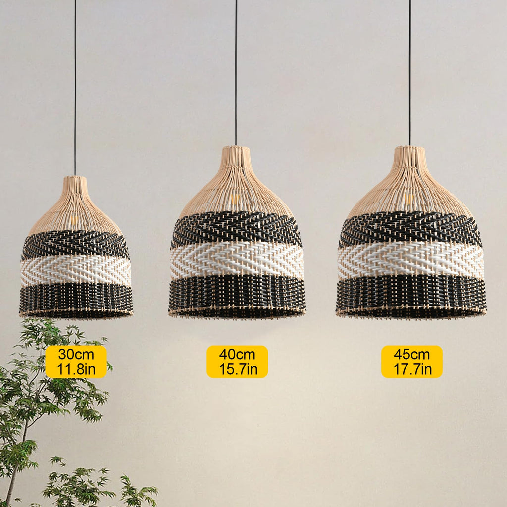 15.75" Rattan Pendant Light, Wicker Hanging Light