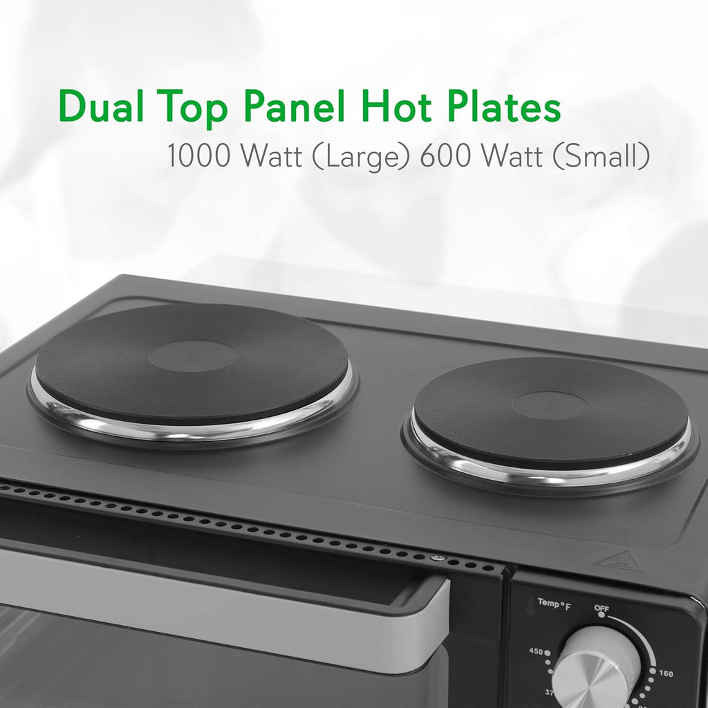 Kitchen Convection Electric Countertop Rotisserie Toaster Oven Cooker with Food Warming Hot Plates, 30+ Quart
