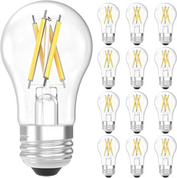 12 Pack A15 3000K Light Bulbs LED, Edison Style Bulb, Dimmable Vintage Filament Lighting, 800 LM, 7W (60W Equivalent)