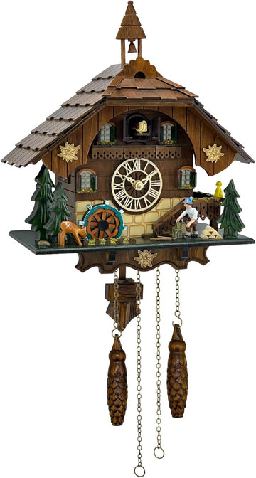 Cuckoo Clock Wall Art, Animated Scene, 12 Melodies, Volume Control, Night Mode, Germany Style Black Forest Retro Handcrafted Wooden...