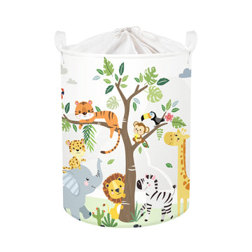 Forest Animals Laundry Hamper Woodland Tree Large Storage Basket Parents Organizer Kids Clothes Toy Bins, Giraffe