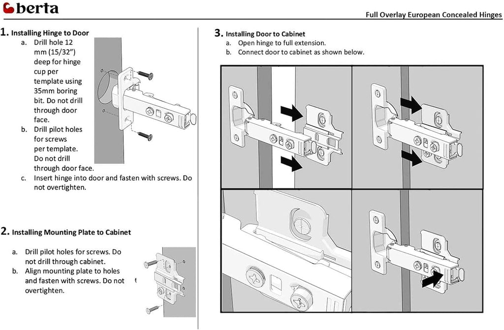6-Pack Full Overlay Frameless Soft-Close European Hinges, 110° 3D Adjustable, Clip-On Concealed Kitchen Cabinet Door