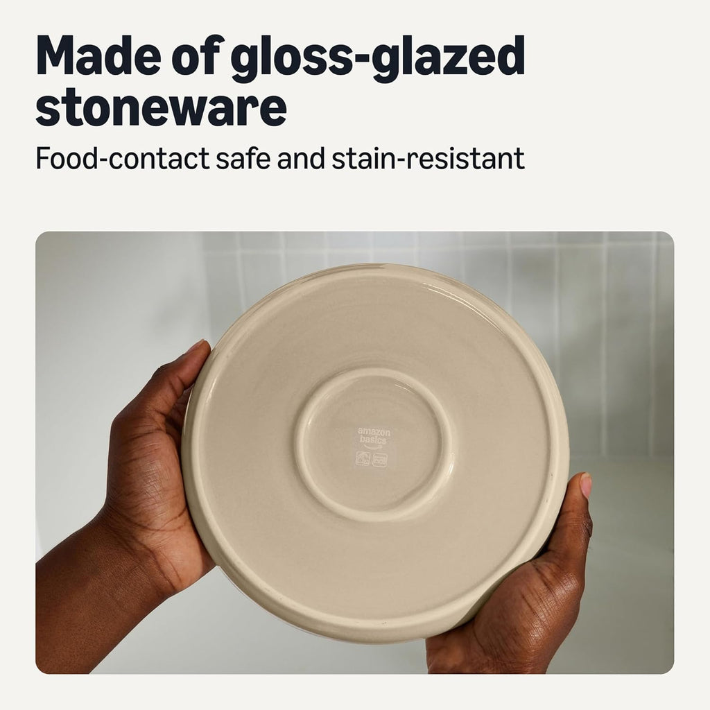 Glazed Stoneware Dinnerware, 12-Piece Set, 4 Full Place Settings, Dishwasher-Safe, Microwave-Safe, Linen Gray