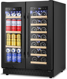 Wine and Beverage Refrigerator, 24 Inch Beverage Cooler Dual Zone with Glass Doo