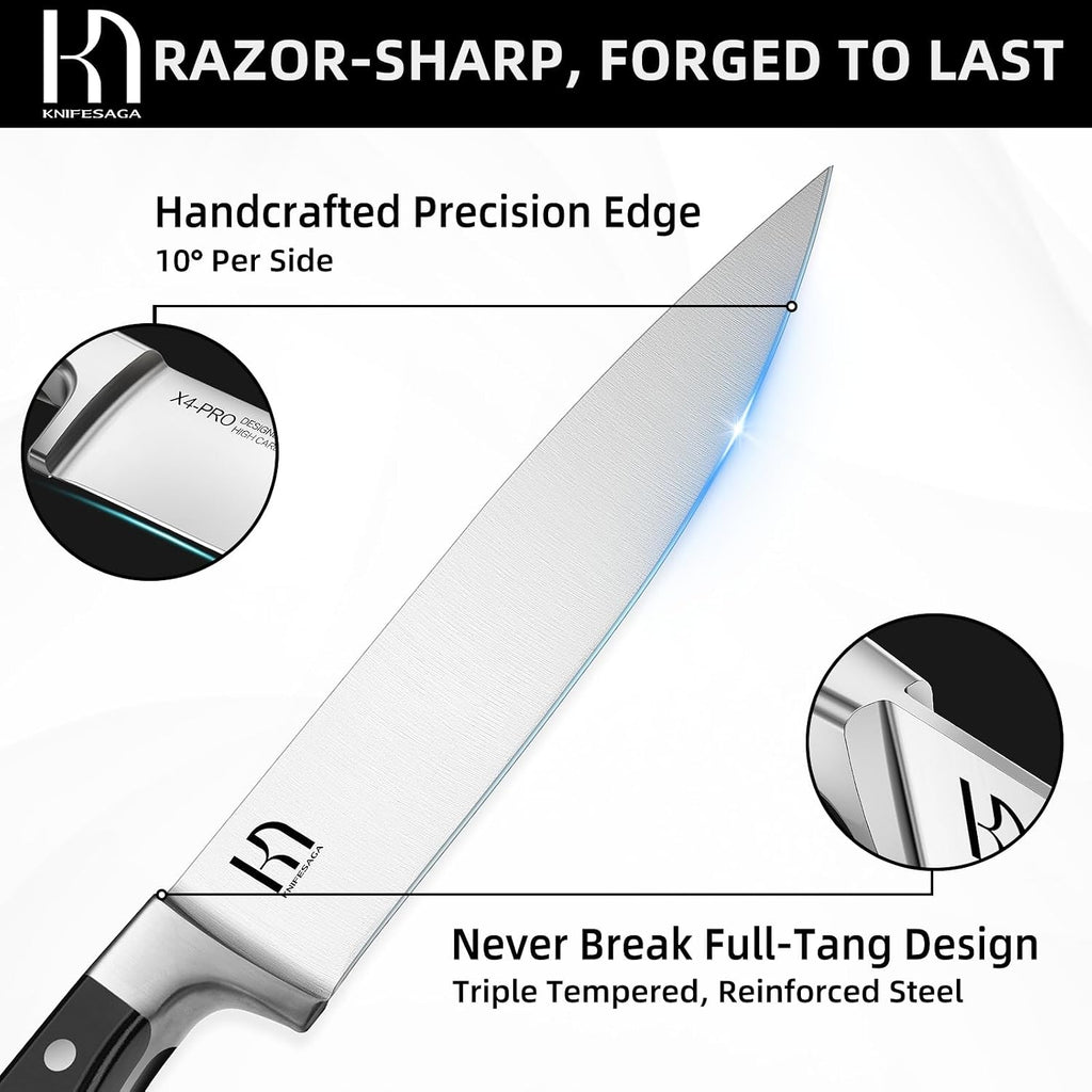 Japanese Knife Set with Sharpener, Premuim, Razor Sharp, 15 Pcs | Innovative Steel, High Carbon Stainless, Enduring
