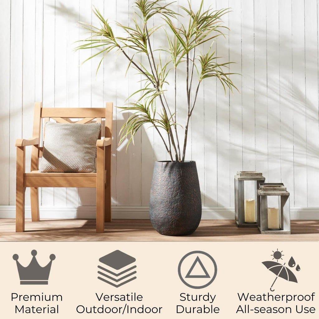 19.7" Heavy-Duty Concrete Planter with Drainage Hole for Outdoor Indoor | Handcrafted, Large Decorative Flower Pot