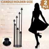 2 Pcs Acrylic Candelabra Centerpieces 48 Clear Candle Holder 7 Arm Black Pillar Taper Candlesticks with Acrylic Shade