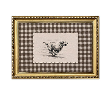 Vintage Dog with Zoomies Wall Art Cute Lab Retriever Wall Decor Painting, Country Dog Animal Poster Canvas Print
