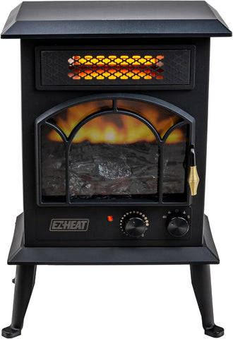 Electric Fireplace Space Heater with Flame Effect, Adjustable Thermostat, Dual Heat Settings and Overheat Protection