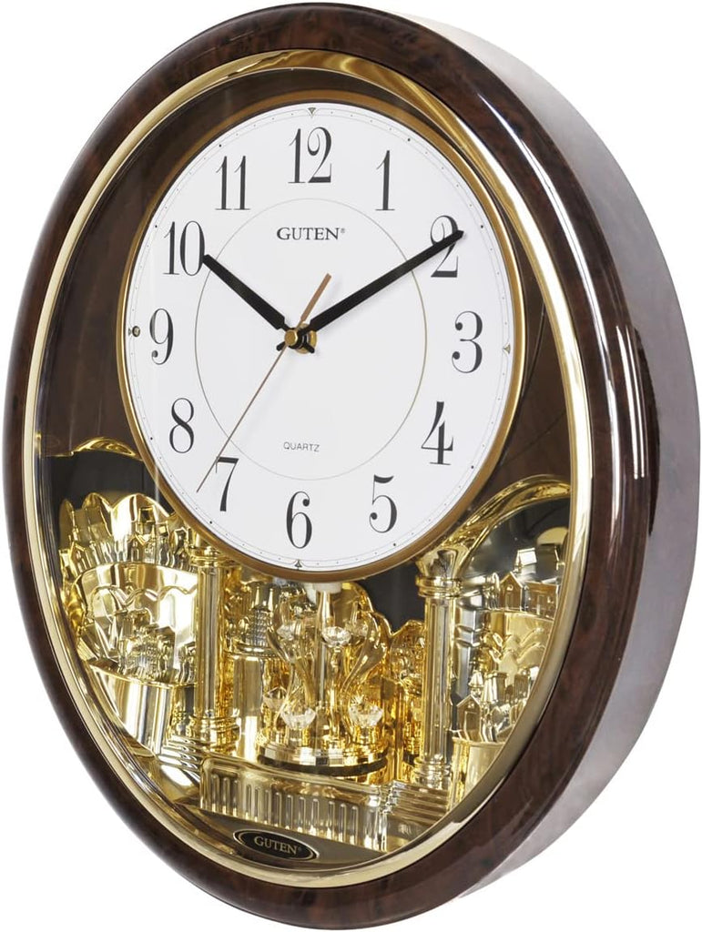 Melody & Chime Motion Wall Clock with Rotating Pendulum, Decorative Wall Clock, for Home, Hotel, Library or Church Decor.