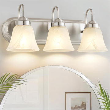3 Light Bathroom Vanity Lights, Bathroom Light Fixtures Over Mirror, Modern Lighting Fixtures Brushed Nickel Wall