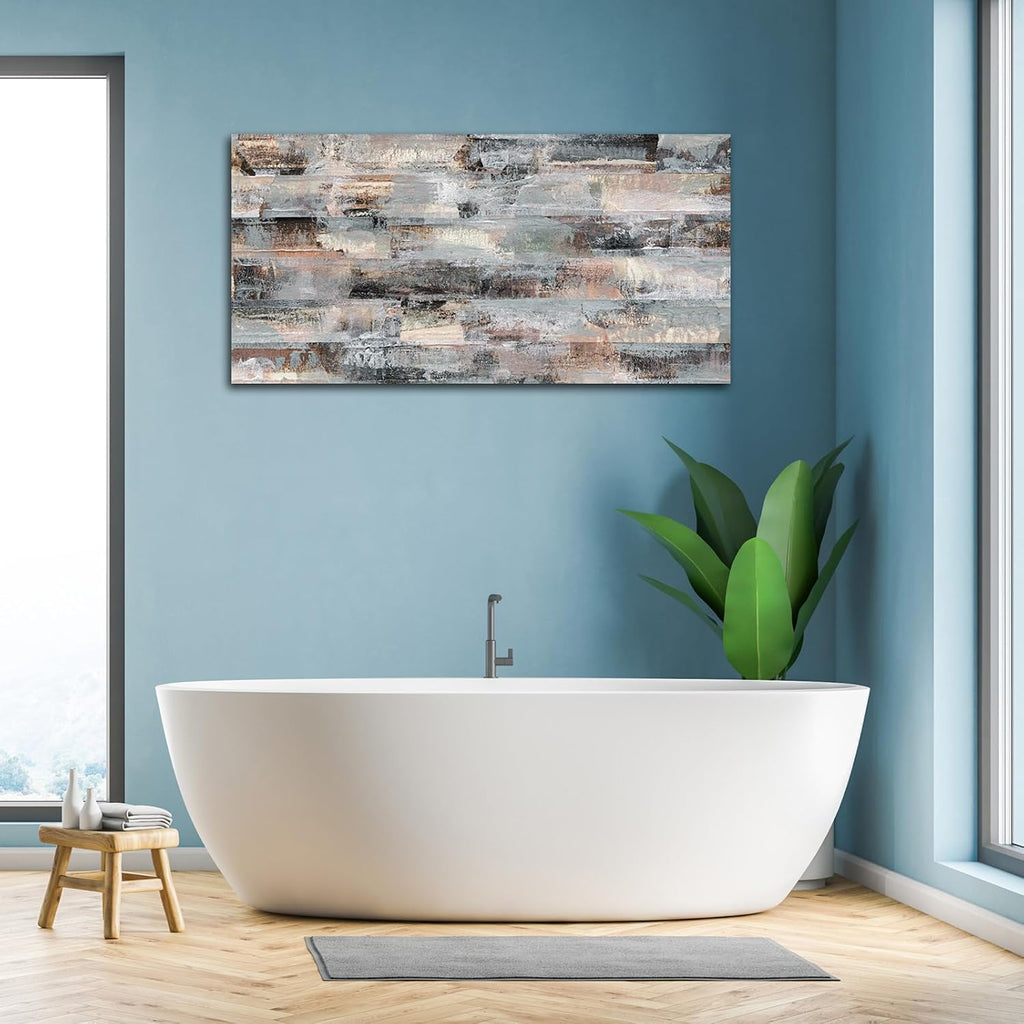 Gray Abstract Canvas Wall Art - Grey Brown Picture for Wall Decor Fabric Of Time Canvas Painting Abstract Prints