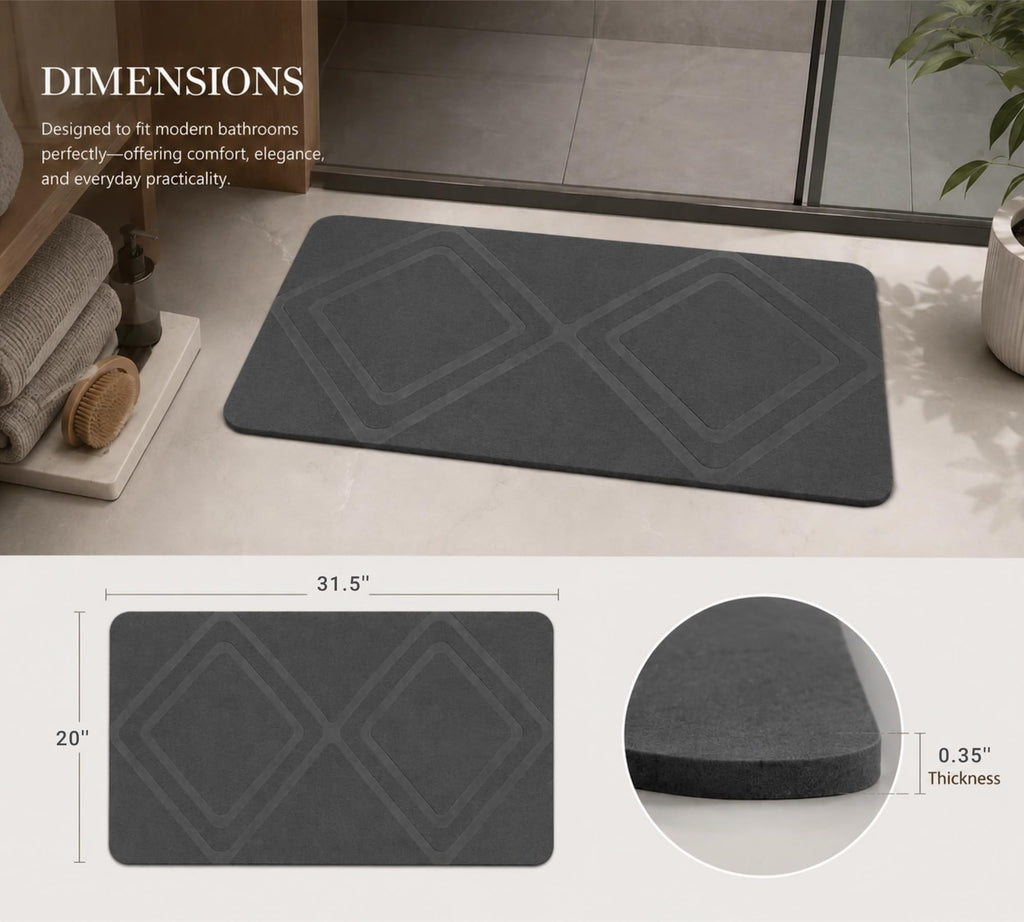31.5"x19.7" Stone Bath Mat, Large Diatomite Bathmat