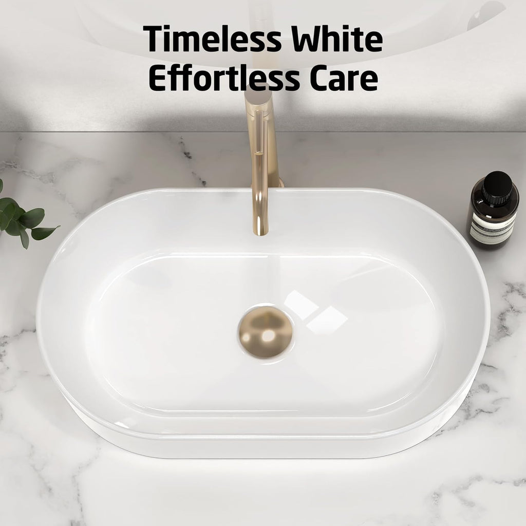 KES Bathroom Sink, White Vessel Sink for Bathroom