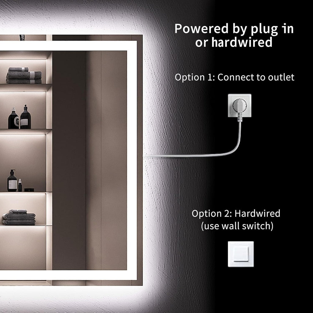 24X32 LED Bathroom Mirror with Lights, Anti-Fog, Dimmable, Backlit + Front Lit, Lighted Bathroom Vanity Mirror for Wall, Memory Function, Tempered Glass, Shatter-Proof, ETL Listed