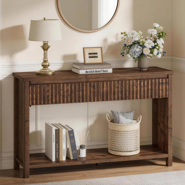 Console Tables , Console Table with Drawers, 47In Sofa Table with Storage, Narrow Entryway Tables with 2-Tier Shelf
