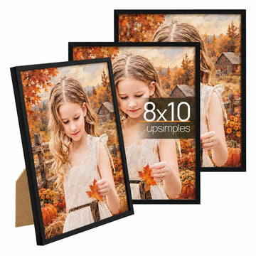 8x10 Picture Frame Glass, Thin Border, Black Photo Frames, 3Pcs