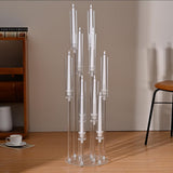 10 Arm Acrylic Candelabra Centerpieces, Floor Clear Tall Candlesticks Holder with Removable Lampshade, Fit 0.82" LED