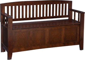 Dcor Home Decor Cynthia Storage Bench, 50"w x 17.25"d x 32"h, Walnut