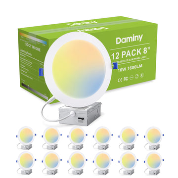 12 Pack 8 Inch LED Recessed Lighting, Canless Wafer Downlight