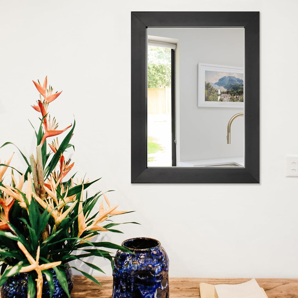 Wall Mirror Rectangle Decorative Mirror 12" x 16" , Black