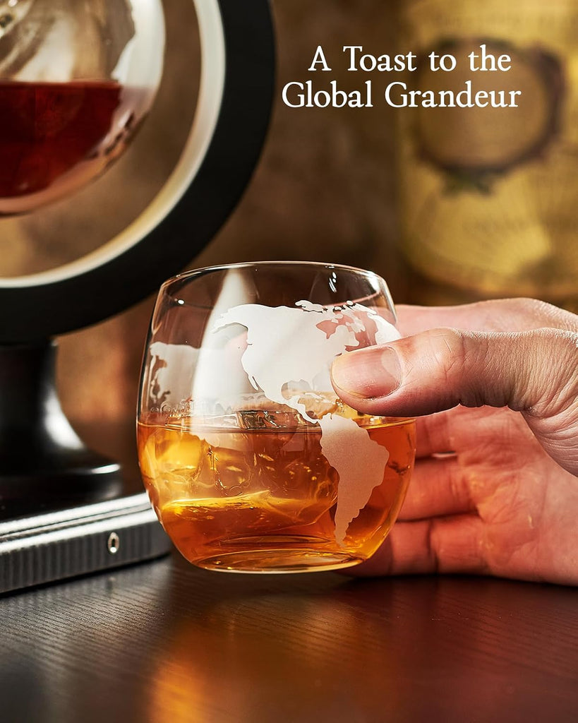 Light Up Whiskey Globe Decanter Gift Set with 2 Glasses