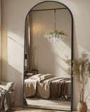 71" x28” Arched Full Length Floor Mirror, Black Aluminum Frame, Free Standing/Wall Mount/Leaning , Dressing Room