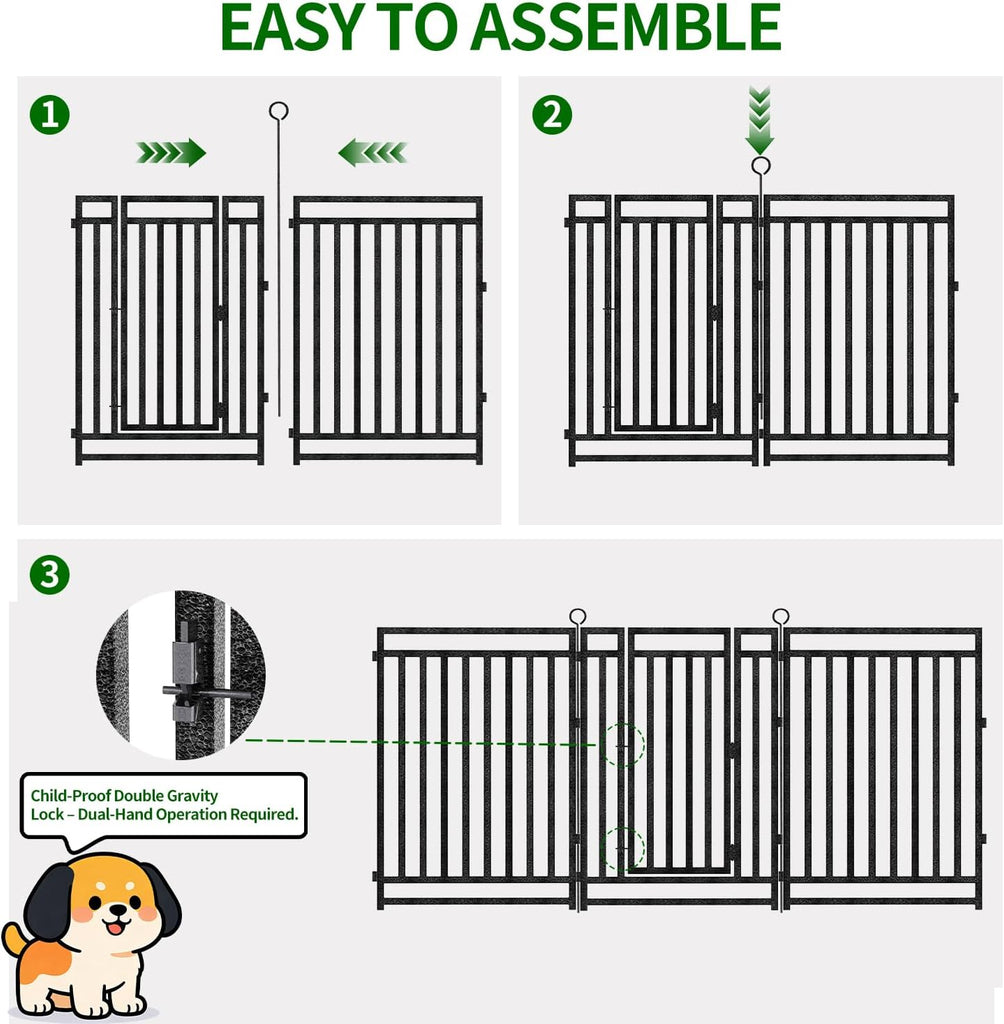 Decorative Garden Fence Metal Dog Fence Outdoor, 40in (H) x 36ft (L), 14 Panels + 2 Gates, Heavy Duty Garden Fencing