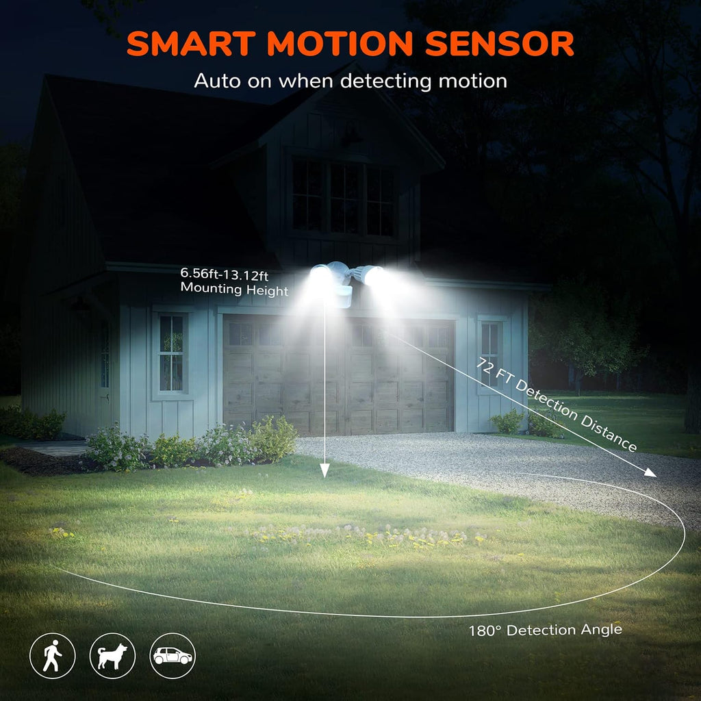 LED Security Lights,Motion Sensor Flood Light Outdoor Fixture,3000LM 27.5W(120W Equiv.),IP65 Waterproof,5000K