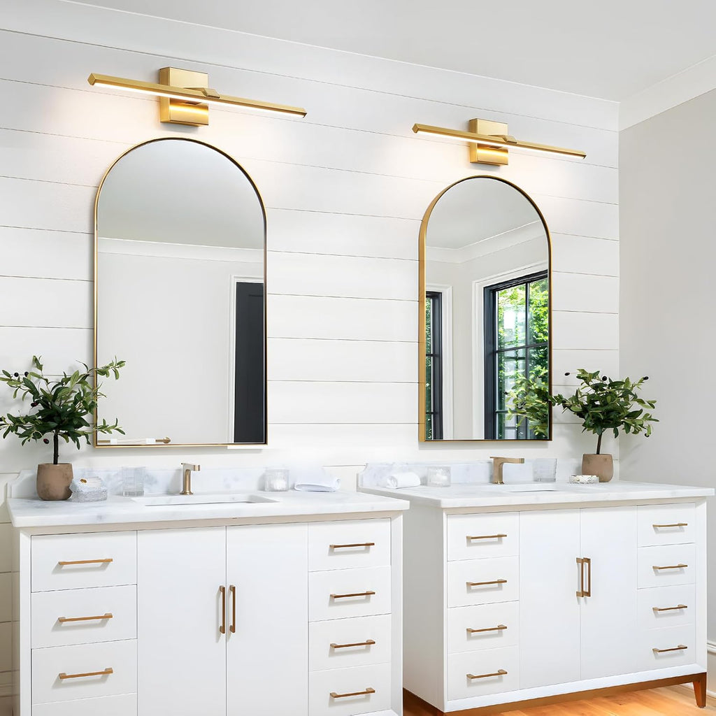 Gold LED Bathroom Vanity Light 24 Inch 18W Dimmable 5CCT Bathroom Lighting Fixtures Over Mirror Modern Brushed Gold