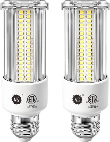 NS 2 Each 300W Equivalent LED Corn Light Bulb 5000 Lumen 5000K 40W Large Area Daylight White E26/E27 Medium Base