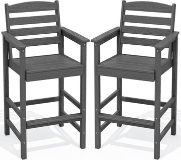 Tall Adirondack Chairs Set of 2, Oversize Balcony Adirondack Chairs Set, Outdoor Bar Height Barstools Widened Chair