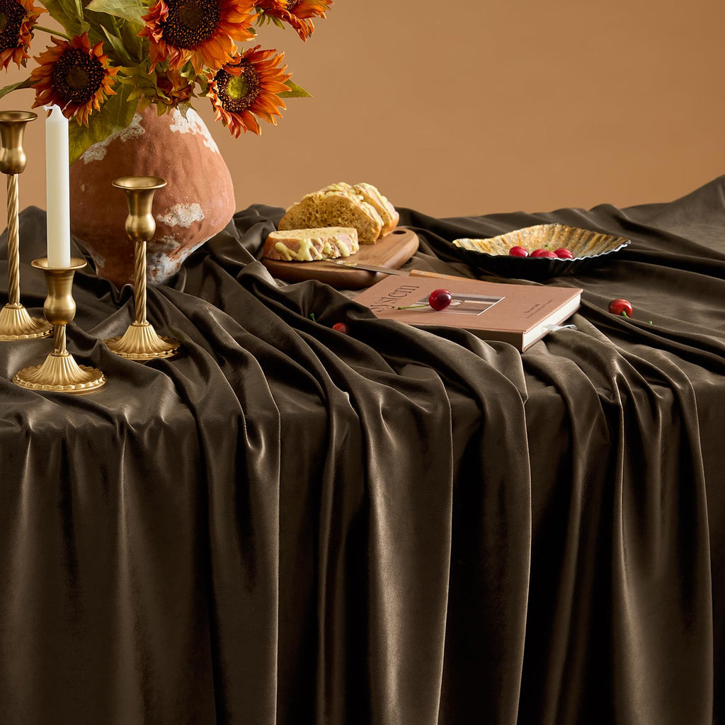Fall Brown Velvet Tablecloths Rectangular French Luxury Solid Table Cloth