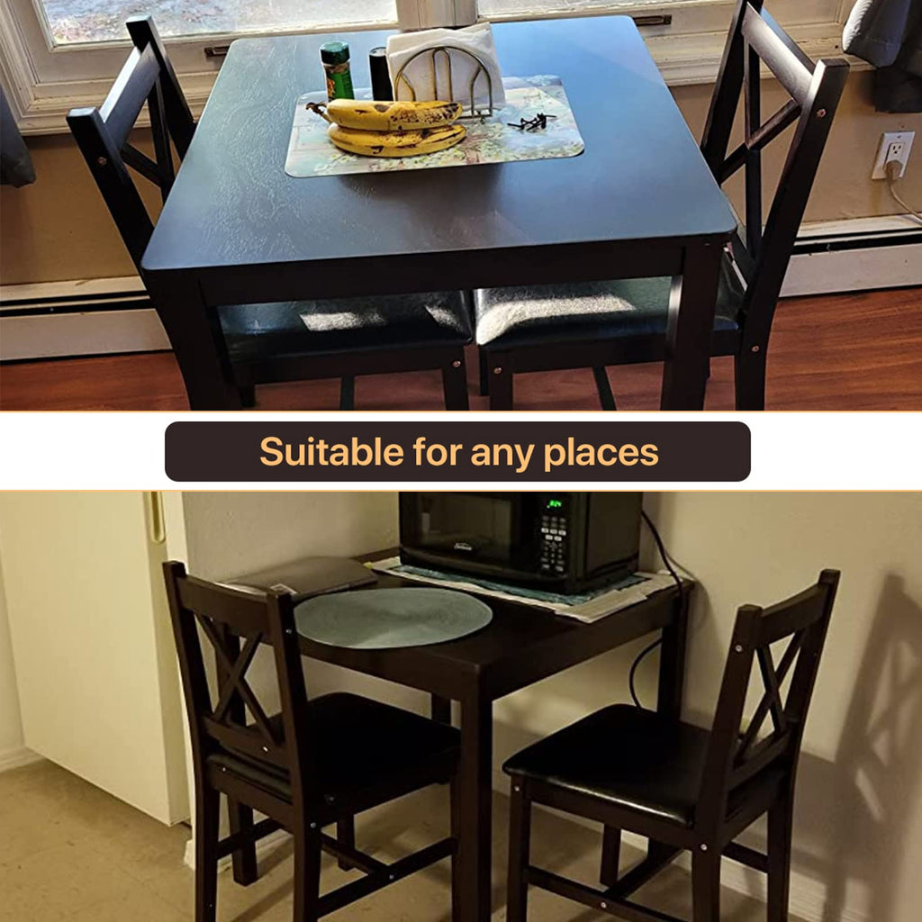Kitchen Table Set for 2, 3 Piece Wooden Dining Table Set with 2 Chairs for Small Space, Modern Square Counter Height