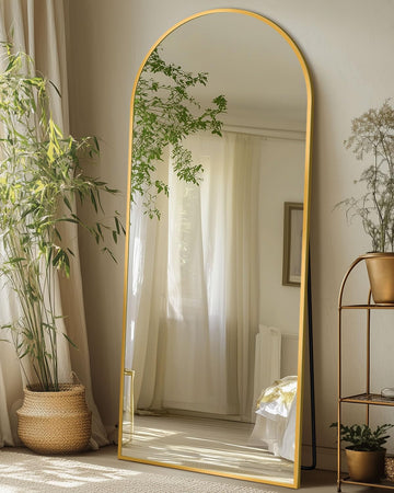 58"x19" Arched Full Length Mirror with Stand, Full Body Floor Mirror