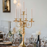 20.3'' Tall 5 Arm Candelabra Centerpiece for Table, Metal Elegant Candle Holder, Retro Candlestick Table Centerpieces
