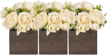 Small Mini Artificial Flower Table Centerpieces Decor - Set of 3