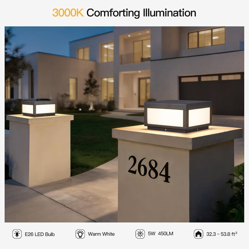 Outdoor Post Lights Hard Wired, 11.8" Column Light, Modern Pillar Lights Outdoor Waterproof