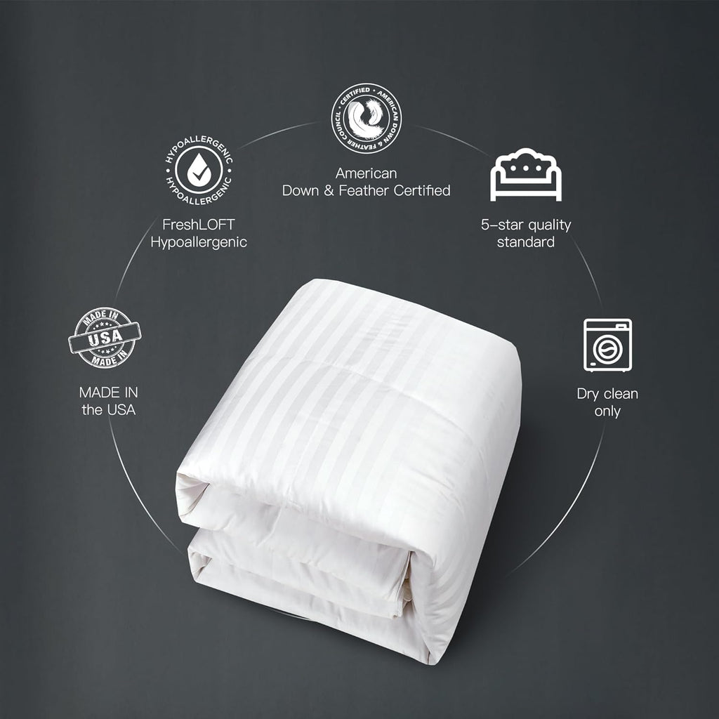 Luxury White Down Comforter Queen, 600 Fill Power All Season Down Duvet Insert Queen