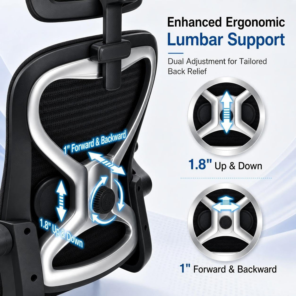 Home Office Desk Chairs, Ergonomic with Lumbar Support & 3D Headrest, Computer Desk Chair with Flip-up Armrests