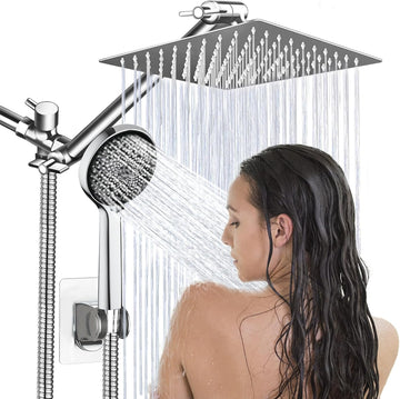 Shower Head,8”Rain Shower Head with Handheld Spray Combo with 11'' Angle Adjustable Extension Arm/Flow