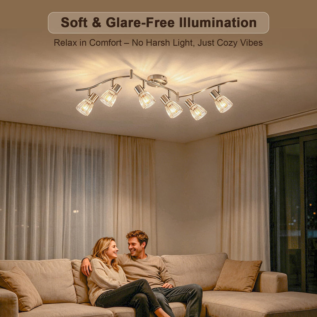 Track Lighting, Flexible Ceiling Light Fixture w/Glass Shade