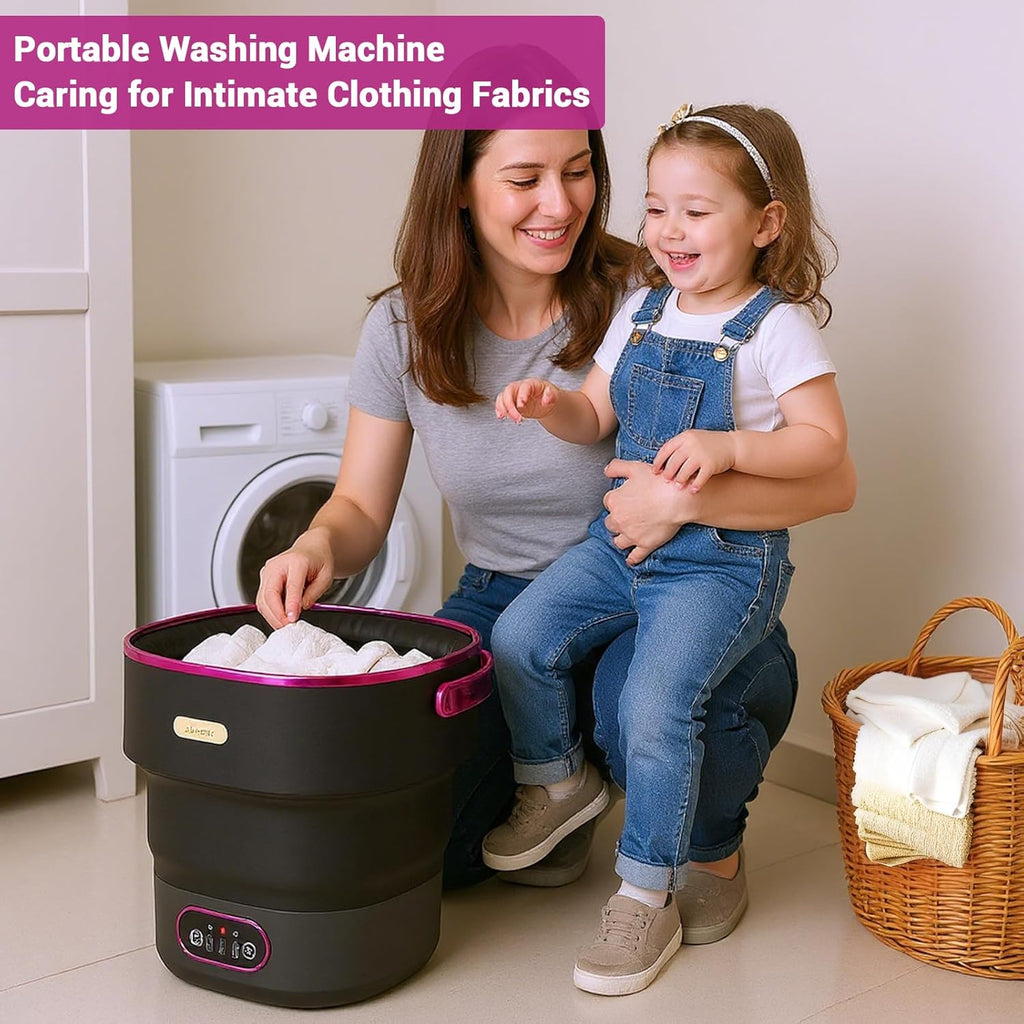 13L Portable Mini Washing Machine with Spin Dryer, Collapsible Small Washer for Baby Clothes & Underwear, 3 Deep