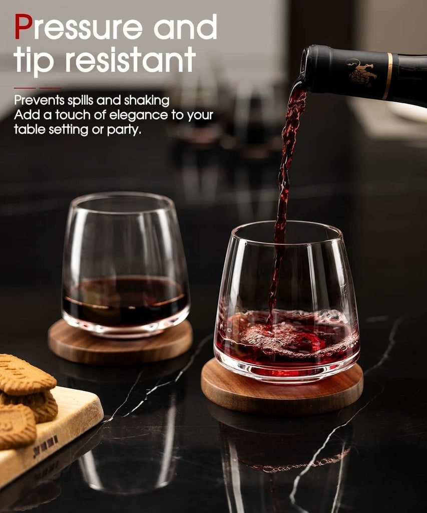 Stemless Wine Glasses Set of 4 13.5oz, Hand Blown Red White Wine Glasses Unique Gifts for Him Her for Birthday