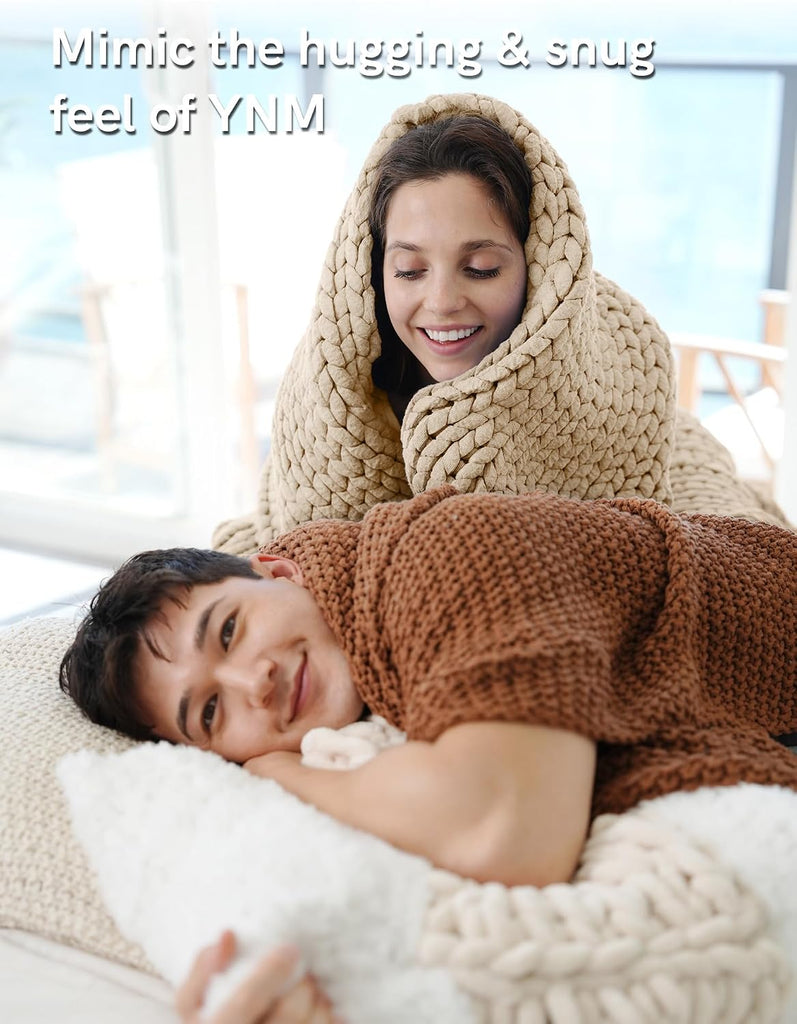 Chunky Throw Blanket, Medium-Weight, Hand Knitted, Skin Friendly, Ventilated and Breathable, Machine Washable, Home