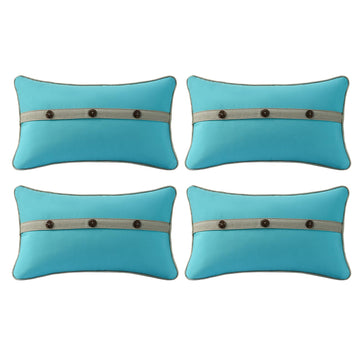 Outdoor Sunbrella Decorative Pillows with Triple Coconut Buttons Pack of 4, 20" x 12" Outdoor Pillow Set for Couch