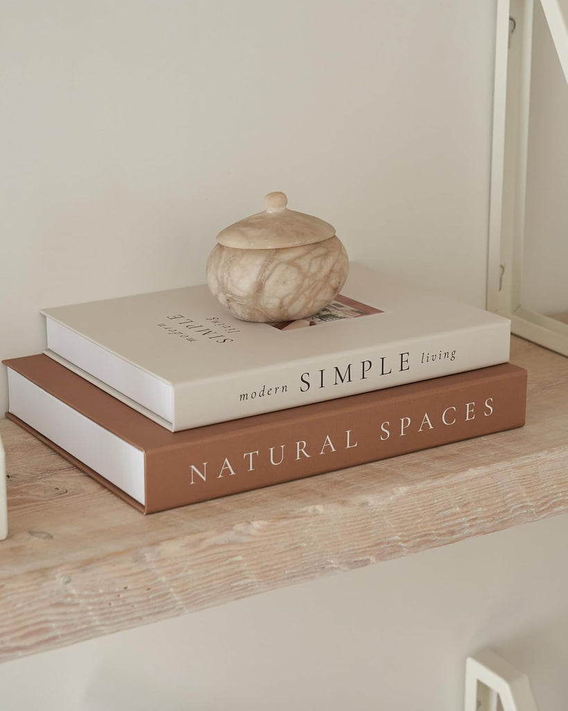 Beautiful Decorative Books - Set of 2 Boxes Enhance Your Coffee Table, Bookshelf or Mantel Shelf Decor - Aesthetic