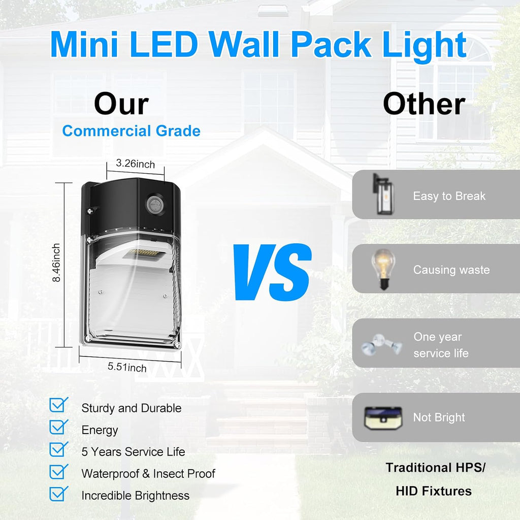 30W LED Wall Pack Light, Dusk to Dawn Outdoor Lighting Sensor, 3600LM, 5000K, LED Outdoor Wall Lights, 120Vac IP65
