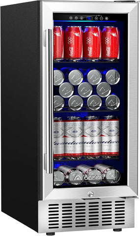 Beverage Cooler 15 Inch Hold 120 Cans,Under Counter/Freestanding Beverage Refrig