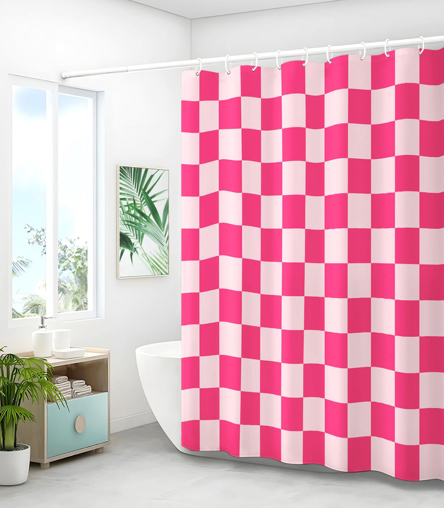 Bathroom Cute Cortinas para Baño 72 x 72, Pink Plaid
